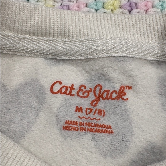 Cat & Jack White & Black Girls Heart Print Sweater Kids Pullover Size M (7/8 ) ! - Picture 3 of 8